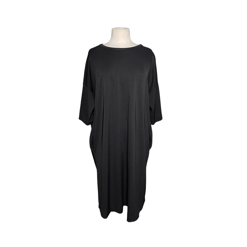COS Women’s Oversized Black Drape Back 3/4 Sleeve Mini Shift Dress